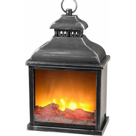 Battery Operated LED Chimney Lantern without Heater with 3D Flame Effect - Chimney Fire with Timer Function - 5 x 15 x 38 cm (1/3)