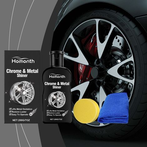 Metal polishing compound for cleaning wheel rims and metal trim, removing surface oxidation and polishing maintenance compound -- 200g + sponge + towel (1/5)