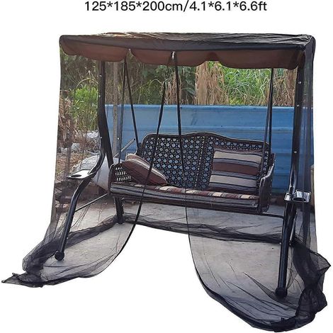 Moustiquaire pour balancelle de patio avec fermeture éclair et toit imperméable (1/5)