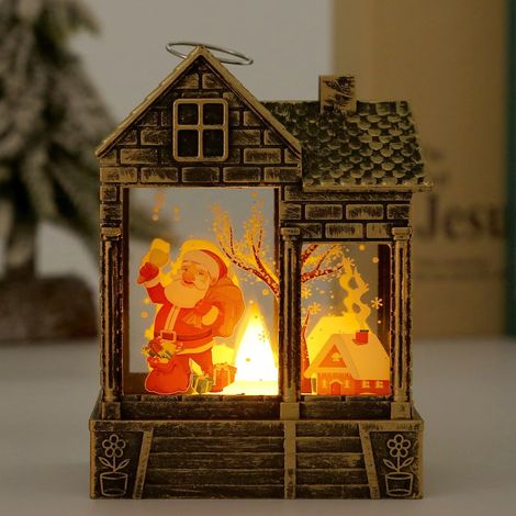 Maison Lumineuse De Noël - Lampe Rétro À Vent - Veilleuse De Table Intérieure - 8.9 x 6.2 x 12.2 cm - 112 g - 3 Piles LR1140 Incluses (1/3)