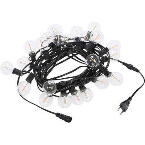 Guirnalda de luces LED G40 de 12 m (39,37 pies) con 25 portalámparas y 27 bombillas, resistente al agua (IP45), conectable, para decoración interior y exterior (jardín, terraza, patio, Navidad). (1/5)