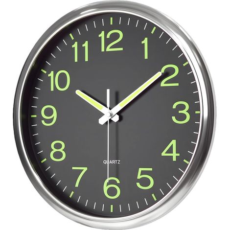 Horloge murale lumineuse 30 cm sans bruit de tic-tac - Veilleuse - Horloge murale moderne pour chambre à coucher, cuisine, bureau, salon - 30 cm (1/5)