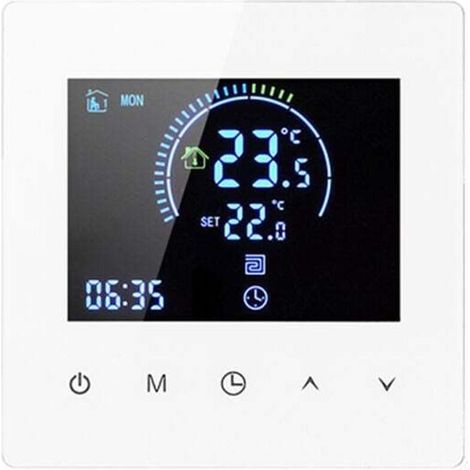 Thermostat de chauffage électrique pour chaudière à gaz, thermostat d'ambiance programmable, régulateur de température mural avec numérique 16 A, blanc (1/4)
