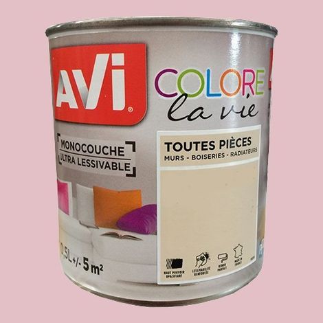 AVI Colore la Vie Peinture Toutes pièces Rose bonbon 0,5 L (1/2)