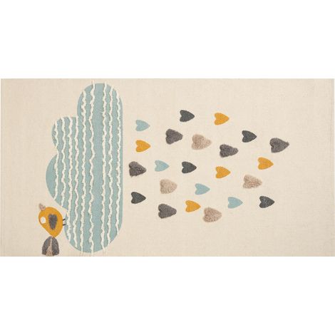 Alfombra de algodón beige amarillo mostaza azul gris negro 80 x 150 cm nube Blang