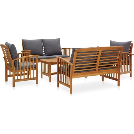 vidaXL Salon de jardin 5 pcs avec coussins Bois d'acacia solide (1/5)