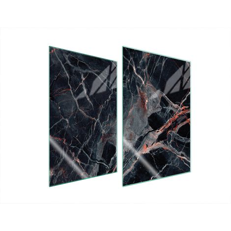 Plaque de protection en verre pour cuisine, 2 x 35 x 52 cm, marbre (1/5)