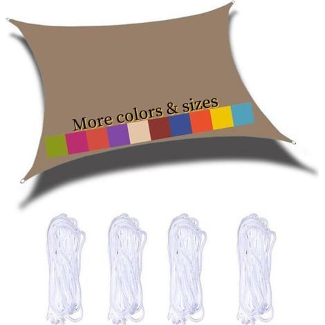 Voile D'ombrage Rectangulaire 2x1.8m Imperméable PES Toile Ombrage 98% UV Protection pour Jardin Terrasse Balcon Piscine Fête Extérieur, Brun (1/5)