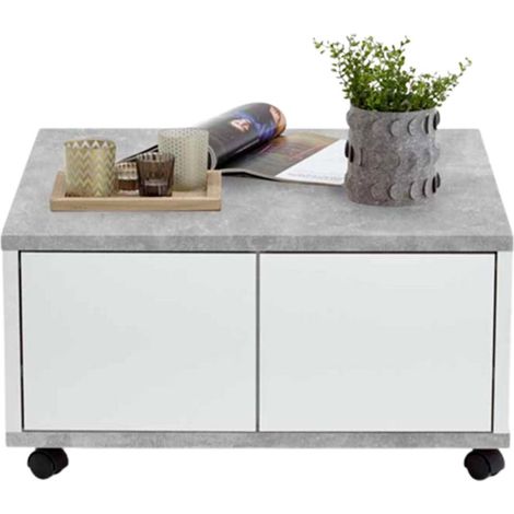 Table Basse Design "Volgan" 70cm Gris & Blanc (1/5)