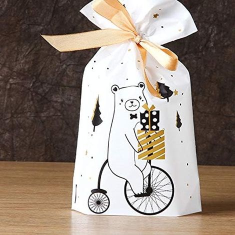 50 bolsas de regalo navideñas para dulces, bolsas de plástico con cordón, bolsas de regalo navideñas para dulces, bolsas para refrigerios de cumpleaños, regalos de boda, recuerdos de fiesta, bolsas na