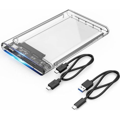 ORICO Boîtier pour Disque Dur Externe SSD HDD SATA III de 2,5 Pouces (USB 3.1 de Type C Gen 2 jusqu'à 10 Gbit/s) - Transparent (1/4)