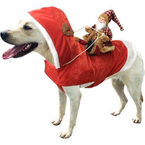 Weihnachtskostüme für Hunde, Weihnachtskostüm für Katzen mit Weihnachtsmann im roten Mantel für Katzen und Hunde, verstellbarer Brustumfang 56 (1/5)