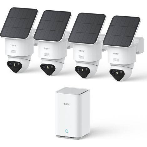 T2 Ultra 4K Camera Surveillance Exterieure sans Fil Solaire 360°PTZ 4 Caméras avec Base 2.0, Sans Abonnement Requis, 1 To Extensible, Vision Nocturne TrueColor, Suivi Auto,AI 3 Détection (1/5)