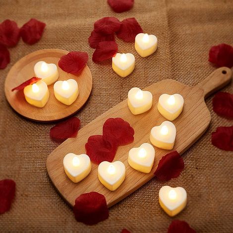 24 herzförmige LED-Teelichter für Tischdekorationen zu Hochzeiten und Valentinstag (1/5)