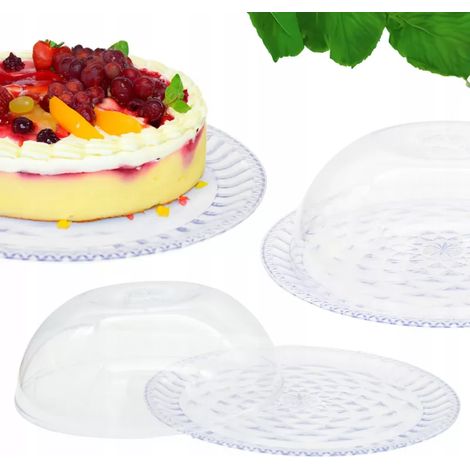 alzata per torte con coperchio 34 cm per torte, biscotti, frutta, vassoio con coperchio e coperchio