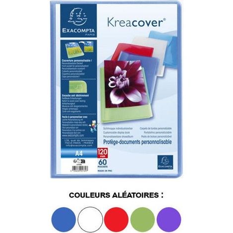 Exacompta KreaCover Chromaline Porte document personnalisable 60 compartiments 120 vues A4 bleu, violet, rouge, vert, cristal (1/5)