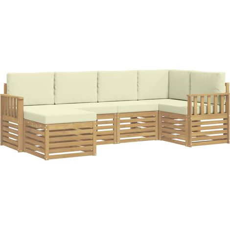 Ensemble de canapés d'extérieur 6 pc Blanc et crème Polyester vidaXL