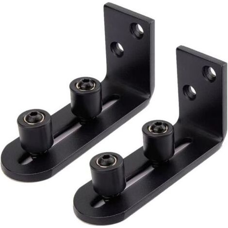 2PCS Guide Portail Coulissant Réglable Montage Mural Roues Doubles Fond Guide pour Accessoire de Quincaillerie de Porte de Grange Noir (1/4)