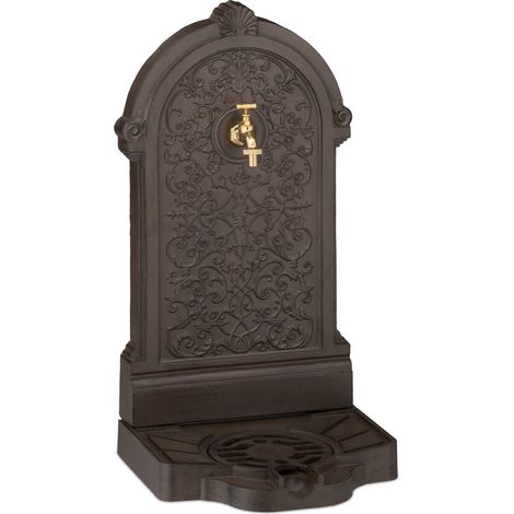 Fontana da esterno decorativa stile antico giardino 60 x 40 x 30 cm con pratico rubinetto in alluminio fuso 130015662