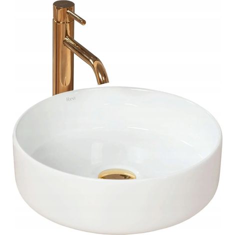 REA – Vasque à poser céramique blanche 360x360mm – Hauteur 115mm – Lavabo moderne pour salle de bain – Montage à poser