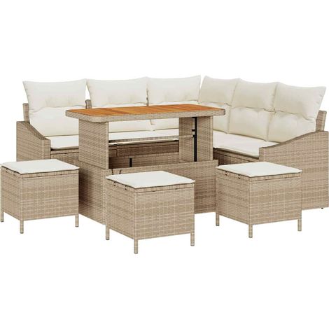 Maison Exclusive - Set Divano da Giardino con cuscino 9 pcs Beige Poly Rattan