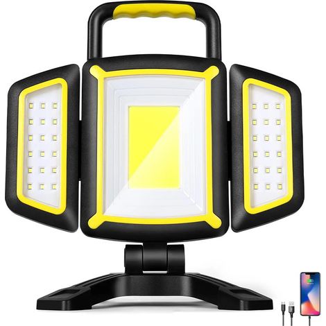 Lampe de travail LED rechargeable — 5 modes d'éclairage, base magnétique — Projecteur d'urgence extérieur (1/5)