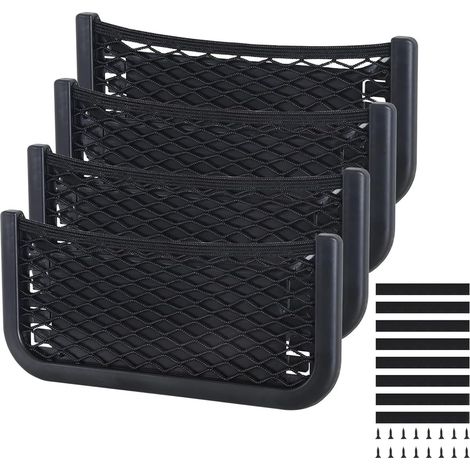 Rete portaoggetti per auto in 4 pezzi, 26 x 12 cm, borsa organizer multifunzionale per auto, camper, barche, casa