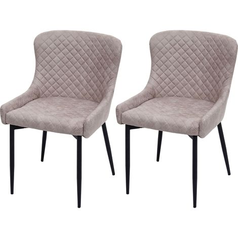Set 2x sedie poltroncine HHG-048 61x54x82cm metallo tessuto grigio