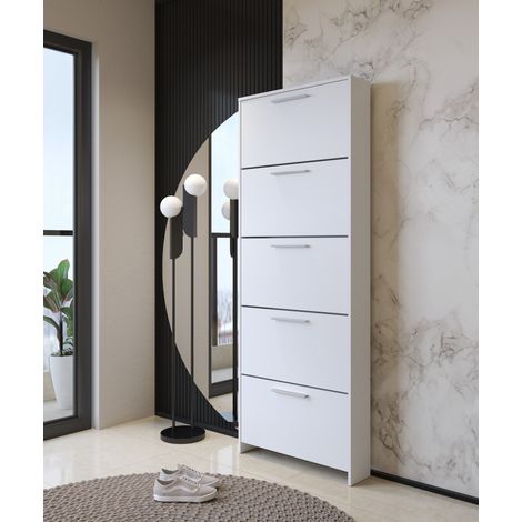 Dmora - Zapatero Campania, Zapatero, Armario de entrada multiusos, Zapatero, 69x17h187 cm, Blanco (1/3)