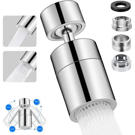 360 Grad drehbarer Chrom-Wasserhahn mit M22- oder M24-Anschlüssen, inklusive zweier Düsentypen für Küche/Bad (1/4)