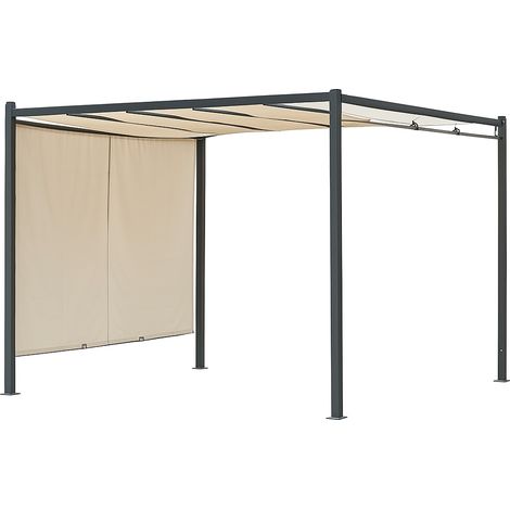 Tettoia Pergola in Acciaio 300x300 cm con Telo Scorrevole (1/2)