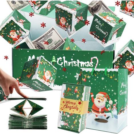 Boîte cadeau surprise explosante pour argent, boîte cadeau rouge pliante à rebond unique avec confettis, explosion d’argent luxueuse pour anniversaire, mariage, Saint-Valentin, proposition (16 rebonds (1/4)