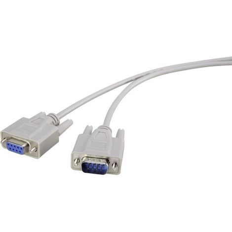 Câble rallonge SUB-D 9 broches (mâle vers femelle), longueur 5,00 m, couleur beige – idéal pour connexions série RS-232, équipements industriels et systèmes de contrôle