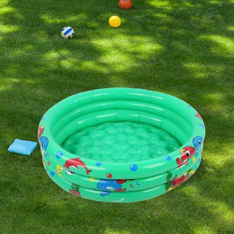 Piscine gonflable ronde pour bébés et tout-petits - Portable - Petite piscine verte pour la maison, l'intérieur et l'extérieur - Pour filles et garçons (vert, 90 cm) (1/5)