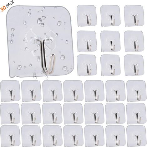 30 crochets adhésifs transparents pour serviette de cuisine ou de salle de bain-Fei Yu (1/5)