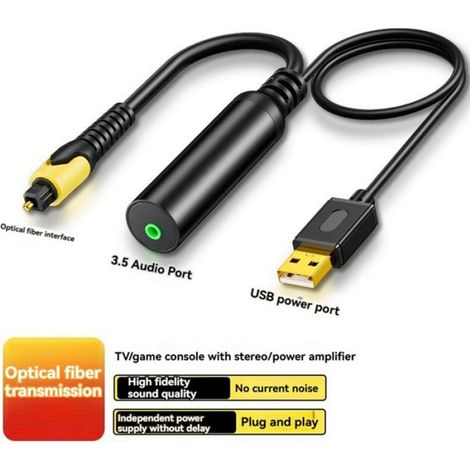 Convertisseur Audio Optique TOSLINK Vers 3,5 mm - Alimentation USB - Compatible PCM DTS Stereo - Pour TV Haut-Parleurs Amplificateurs - Lot De 2 (1/5)