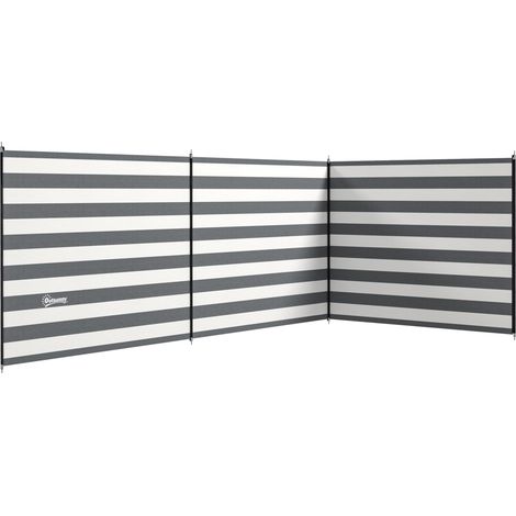 Paravent de plage pliable en polyester avec barres d'acier, 540 x 150 cm, gris idéal pour salon, chambre à coucher ou bureau facile à assembler avec instructions incluses