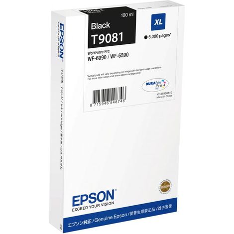 Cartuccia di inchiostro nero XL Epson T9081 originale per WorkForce Pro WF-6590DWF, WF-6090DWF e modelli compatibili, 5.000 pagine (1/5)