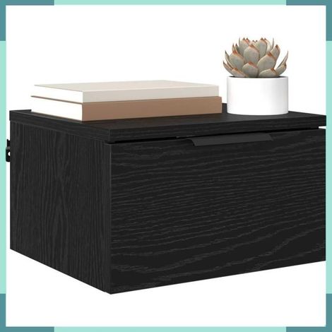 Cabinet de chevet - 880813 - Chêne noir - 1 tiroir - Montage mural 34 x 30 x 20 cm (1/5)
