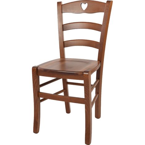 Tommychairs - Sedia modello Cuore per cucina bar e sala da pranzo, robusta struttura in legno di faggio color noce chiaro e seduta in legno (1/5)