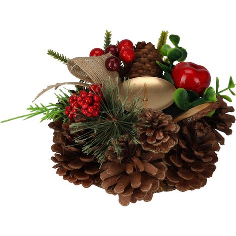 Kerzenhalter aus Zapfen, Weihnachtsdeko, 15 cm