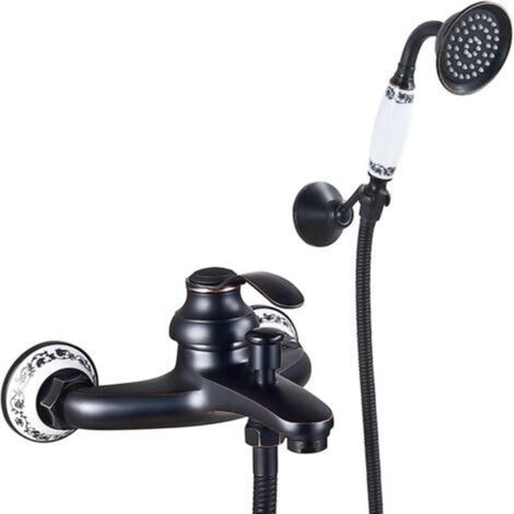 Retro-Wandbadarmatur H59 aus Messing – Duschmischer mit Handbrause – Einfache Montage – 150 cm Schlauch (1/4)
