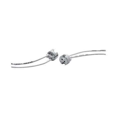 douille stéatite ronde - culot g5.3 / gu5.3 / gx6.35 / gz6.35 - fil 160 mm - orbitec 141060