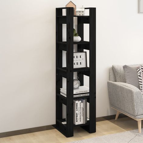 Bibliothèque/Séparateur de pièce Meuble de Rangement Meuble Étagère Noir 41x35x160 cm Pin solide 18449 (1/5)