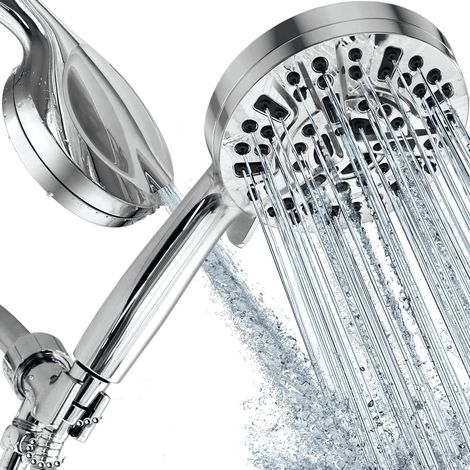 Pommeau de douche haute pression détachable, douchette à main 10 positions avec flexible et support (1/5)