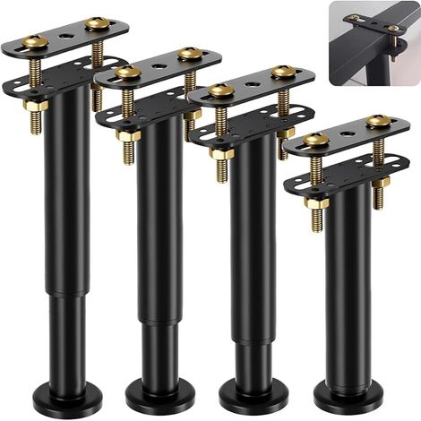 Slatted Bases, Bed Legs, 12-18 cm, Adjustable Feet, Metal Slatted Base Legs for Bed Frames, Furniture, Cabinets, Tables, Iron Plates (1/5)