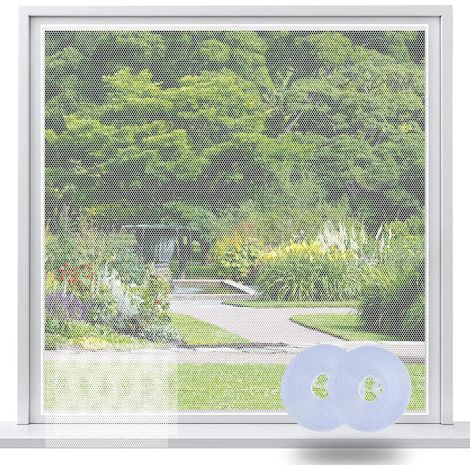 Mosquito Net Window Net 2 Pieces, DIY Net Curtain Mesh Insect Repellent Protector with 2 Rolls Self-adhesive Strips, for Anti-Mosquito Window (150 x 200 cm, White) (1/5)