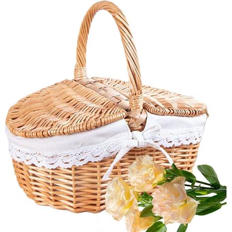 Panier Pique - nique Vintage avec - Panier Vide En Rotin Pour Fleurs - (1/5)