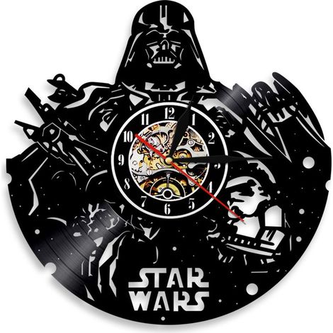 Horloge LED veilleuse vinyle horloge murale décor fête d'anniversaire décoration murale cadeau pour les amoureux de Star\nWars/enfants/garçons/hommes (1/4)
