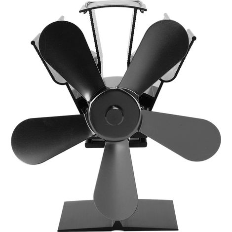 Ventilateur de Cheminée 5 Lames à Énergie Thermique – Pour Poêle à Bois, Poêle à Granules et Cheminée Rectangulaire Verticale (Noir, Aluminium)